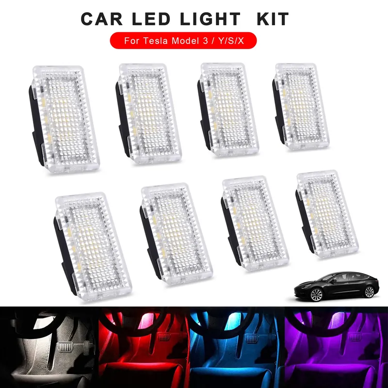 2/4/8 stücke LED Auto Glühbirnen Kit Stamm Frunk Tür Pfütze Licht Für Tesla Modell 3 Y X S Einfache Stecker Ersatz LED Innen Lampe
