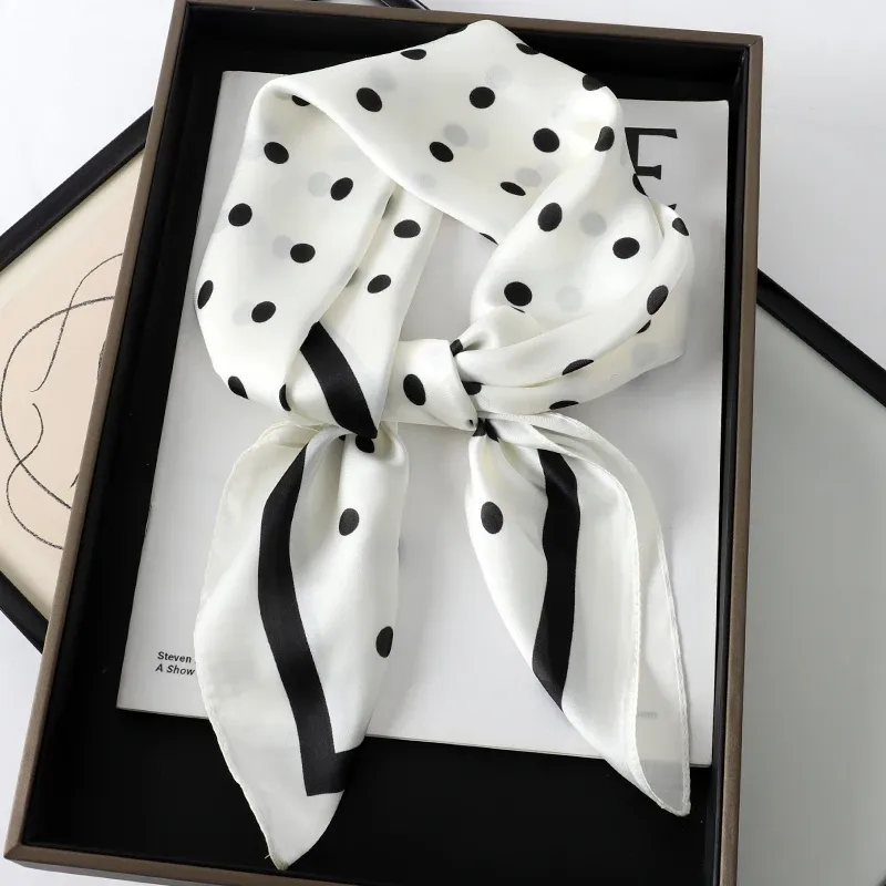 Dame Haar Dot Schal Weibliche Seide Quadrat Schals Kopf Wraps für Frauen Bandana Mode Foulard Schals Weibliche Halstuch Sommer