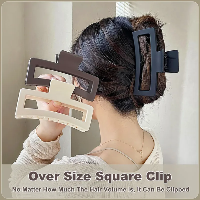 Große Haarspange 13CM Quadratisch Matt Einfarbig, Haarklammer Shark Clip für Frauen und Mädchen, Ideal für Dickes Haar, Haar Accessoire für Frisuren und Mode