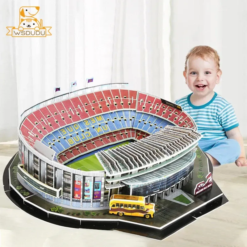3D-Fußballstadion-Puzzle, Papiermodell, Architektur-Set für Erwachsene und Kinder, Basteln, Gebäude, Spielzeug, Heimdekoration, Geschenk, Puzzle zum Sammeln