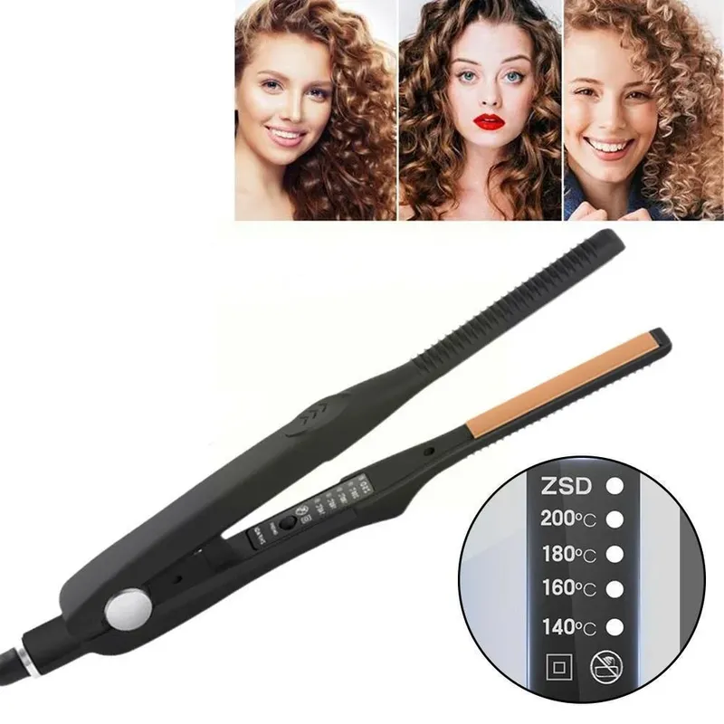 2-in-1 Haarglätter & Lockenstab Kleines Glätteisen Keramik-Haarcrimper Wellenformer für Kurzhaar Glättungs- und Lockenstyling-Werkzeug
