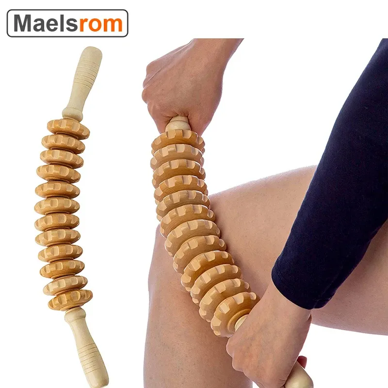 Holz Therapie Roller Massage Werkzeug Handheld Cellulite Trigger Punkt Stick Lymphdrainage Anti Cellulite Muskel Release Roller