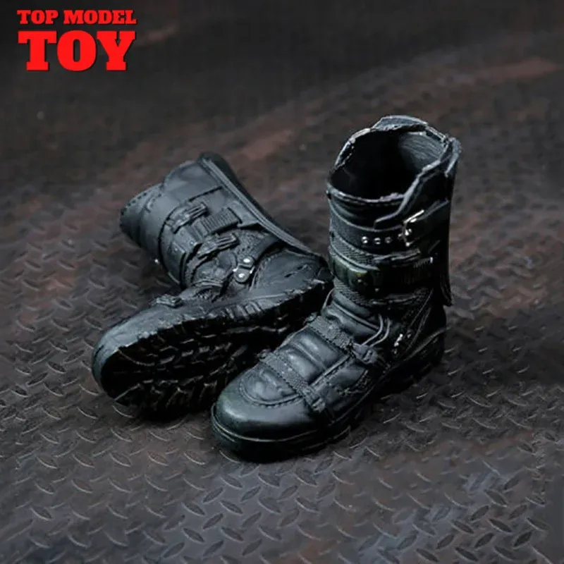 1/6 skala Schwarz Leder Kampf Lange Stiefel Schuhe Modell Für 12'' Männliche Soldat Action Figur Körper Puppen