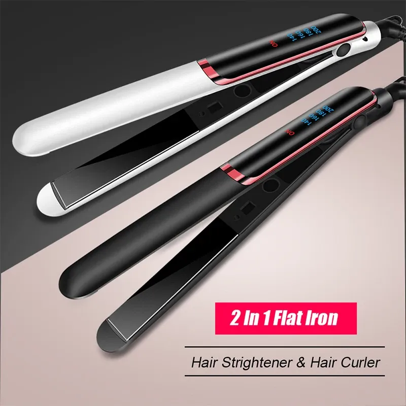 Professioneller Haarglätter aus Keramik, ionisches, schnelles Aufheizen, flaches Haar, Negativ-Ionen-Eisen, LCD-Display, Haarglätter