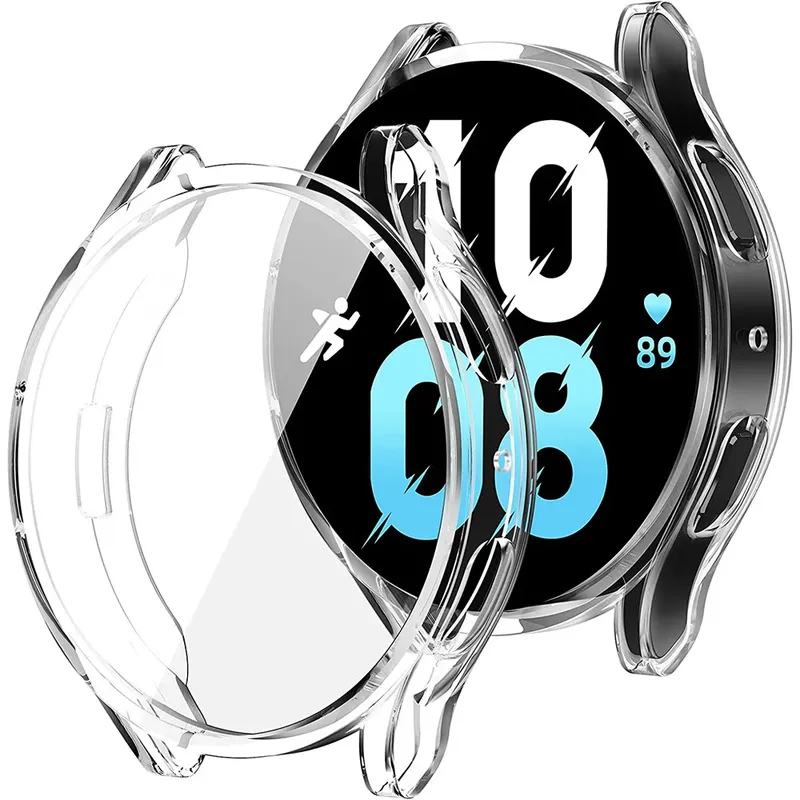 Uhrengehäuse für Samsung Galaxy Watch 4/5/6/7 40 mm 44 mm, Displayschutzfolie, TPU-Schutzhülle rundum, einfach zu installieren