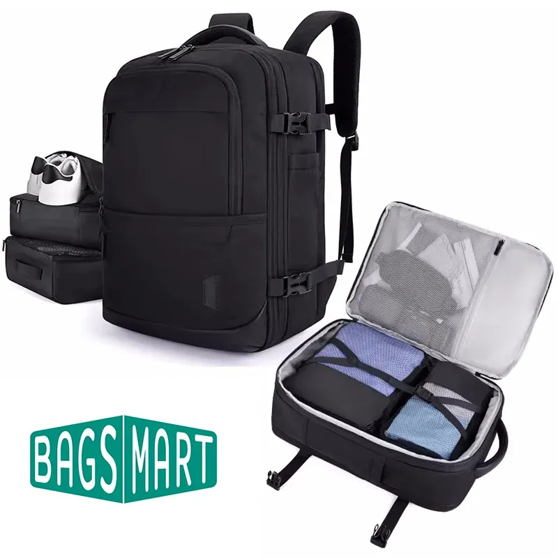 4 Stück 40L Reise-Kabinenrucksack BAGSMART 17,3-Zoll-Laptop-Rucksack Airline Handgepäck Rucksack Koffer mit Verpackungswürfeln