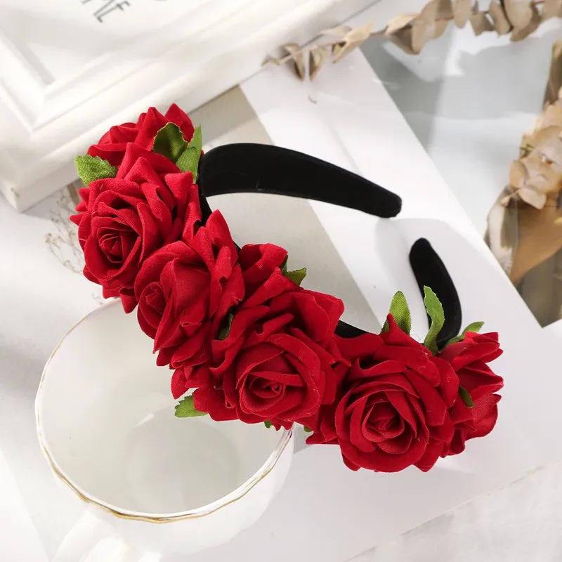 Haimeikang Simulation Rose Stirnband Für Frauen Romantische Rote Lünette Haar Hoop Haar Bands Mädchen Hochzeit Haarband Haar Zubehör