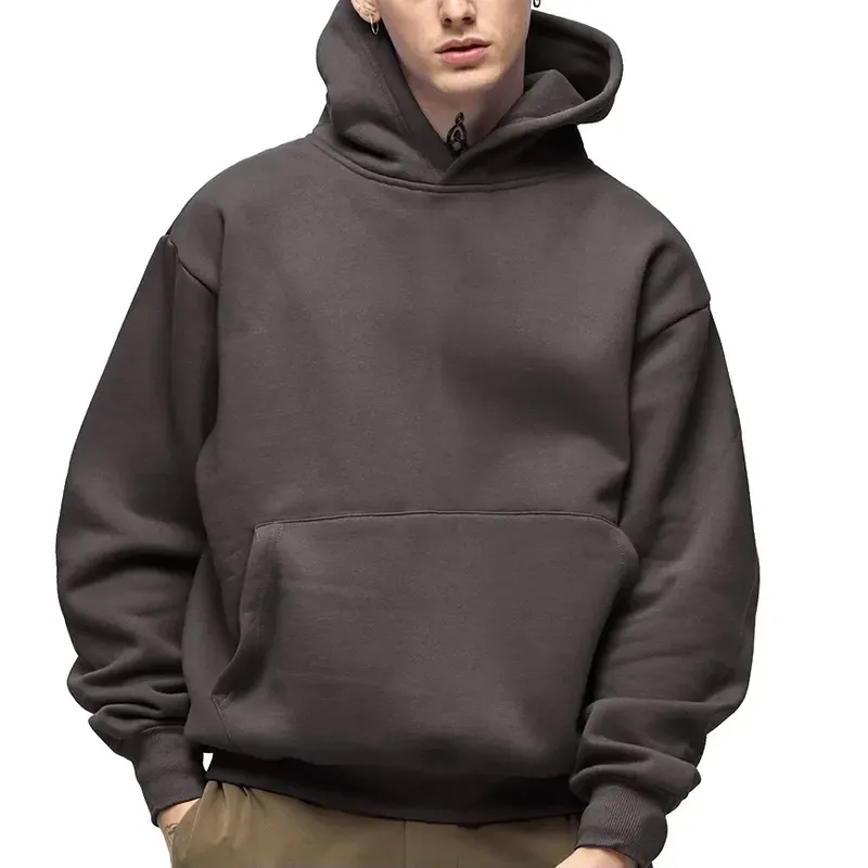 500GSM Schwere Gewicht Mode männer Hoodies Neue Herbst Winter Casual Dicke Baumwolle männer Top Einfarbig Hoodies Sweatshirt männlichen