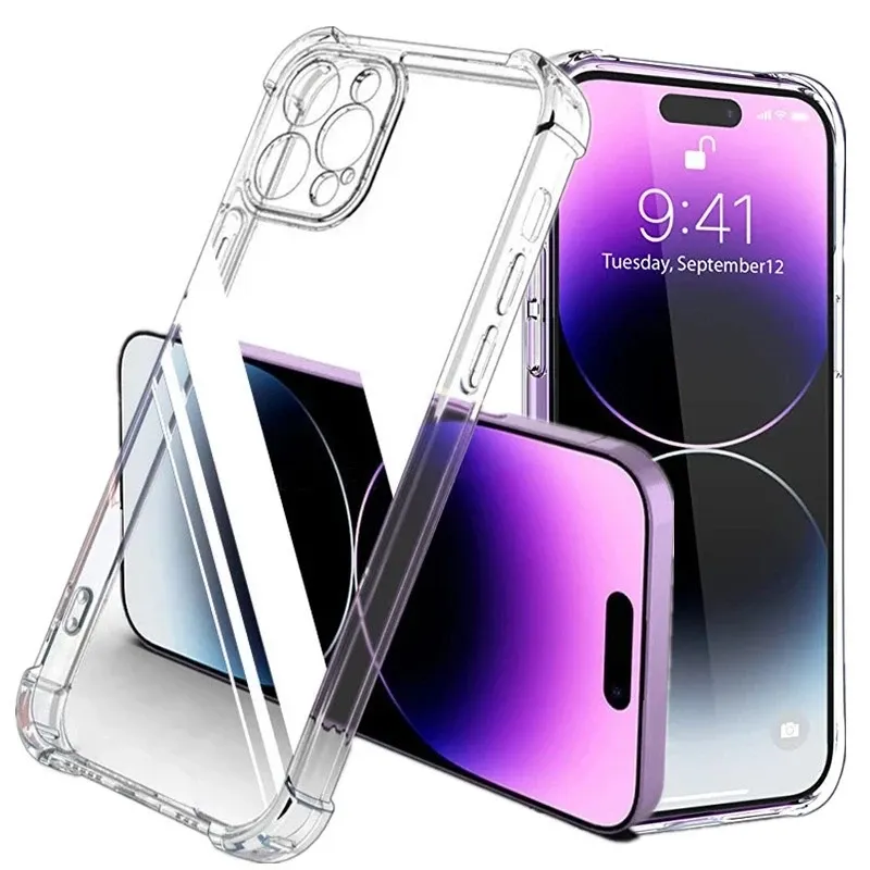 Stoßfeste, transparente Silikon-Handyhülle für iPhone 13, 11, 14 Pro Max 12, Mini-Objektivschutz-Rückseite für iPhone 15 16 PRO XS MAX X