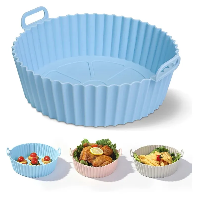 Airfryer Silikonkorb, wiederverwendbares Ofen-Backblech, Silikonform für Air Fryer Pizza Fried Chicken Basket, Air Fryer Zubehör