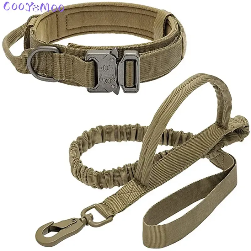 Langlebiges taktisches Hundehalsband und Leine, verstellbares militärisches Haustierhalsband, Leine für mittelgroße und große Hunde, Trainingszubehör für den Deutschen Schäferhund