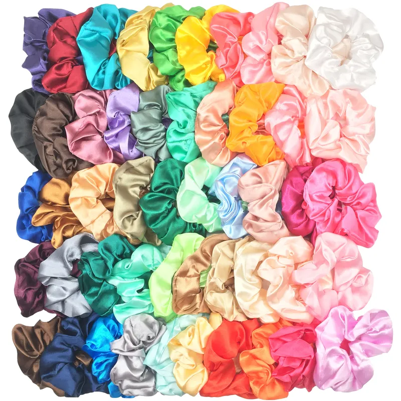 25/10//6 stücke Satin Scrunchies Mädchen Elastische Haarband Pferdeschwanz Halter Krawatten Gummibänder Mode Frauen Zubehör Solide Scrunchy