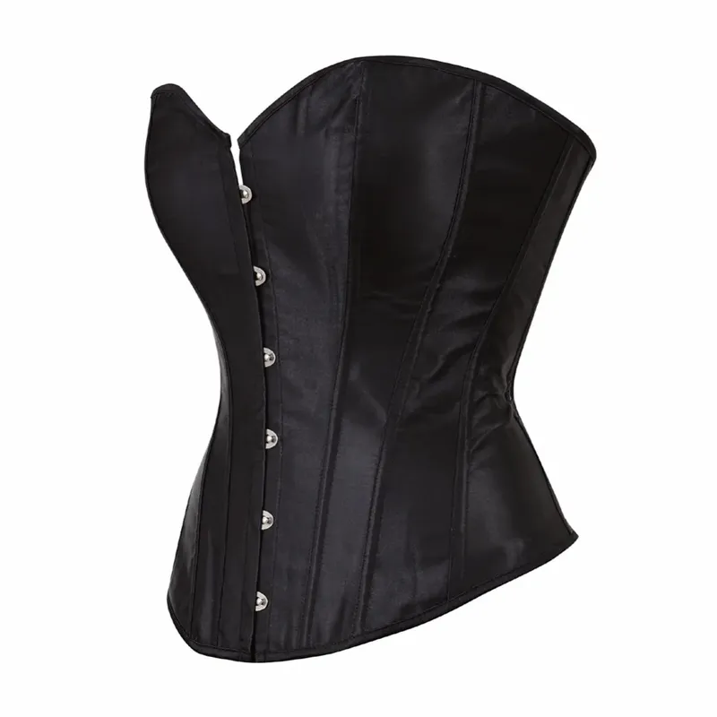 Caudatus Schwarzes Korsett Top Plus Size Bustiers Overbust Satin Sexy Kostüm Mieder Brokat Vintage Stil Braut Korsett Damen