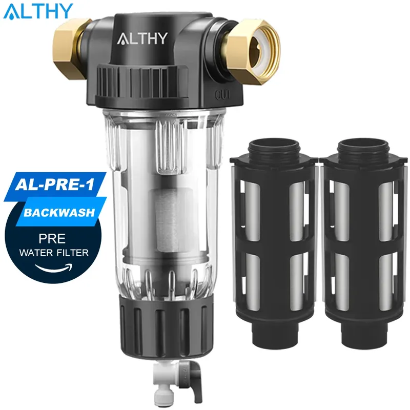 ALTHY Vorfilter Ganzes Haus Spin Down Sediment Wasserfilter Zentraler Vorfilter Reinigungssystem Rückspülung Edelstahlgewebe