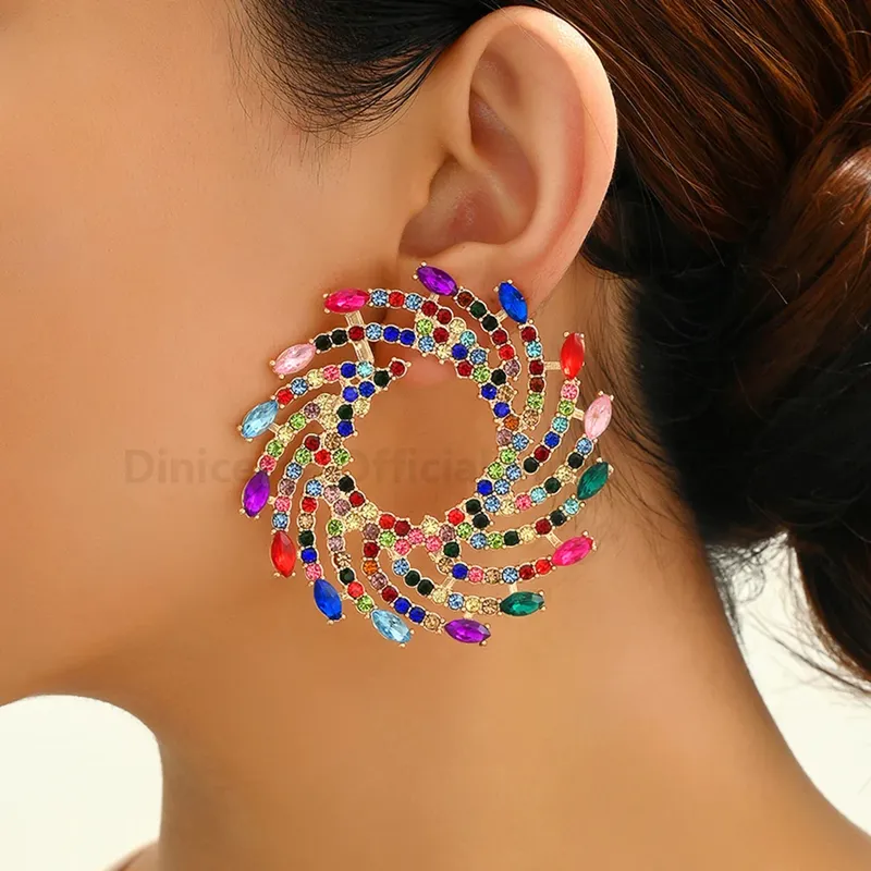 Mode Sonne Blume Runde Kristall Große Stud Ohrringe Für Frauen Trend Luxus Ungewöhnliche Prom Party Charme Schmuck Ohr Zubehör Geschenk