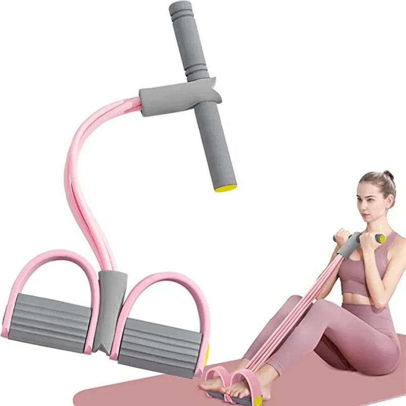 Widerstandsbänder, 4-Röhren, Yoga-Pedal-Abzieher, Widerstandsband, elastisches Zugseil, Fitnessgeräte für Bauch, Taille, Arm, Training