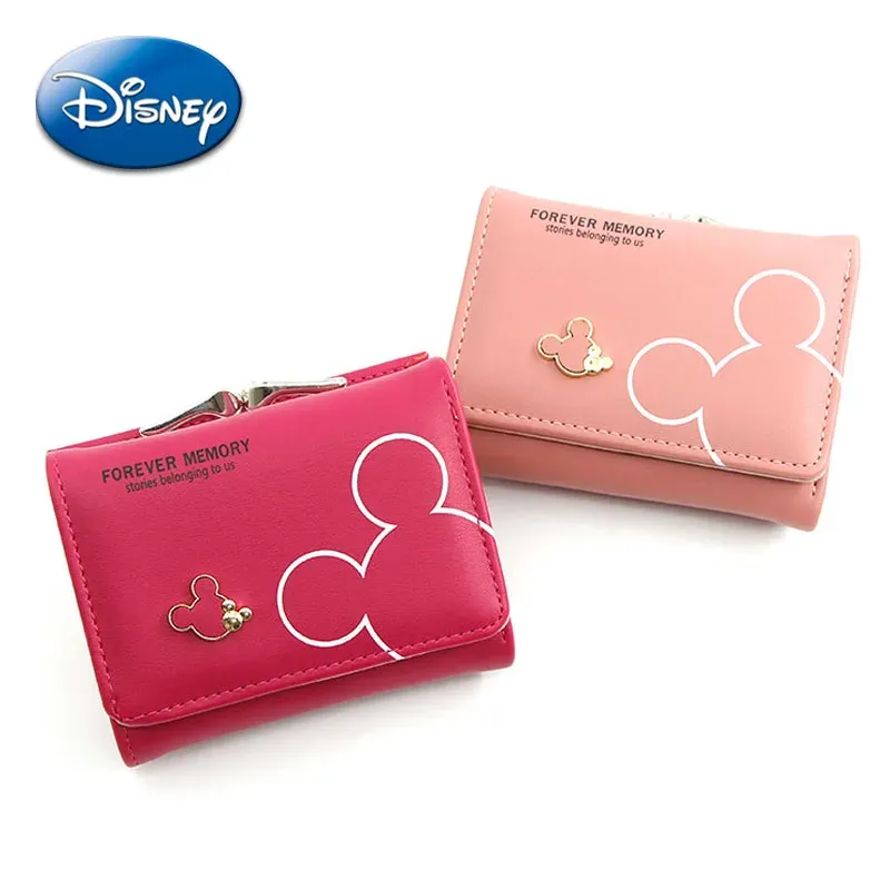 Disney Cartoon Mickey Mouse Geldbörse für Damen, PU-Leder, Geldbörse, Damen, Mini, kurze Geldbörsen, Mädchen, Taschen, Modeaccessoires