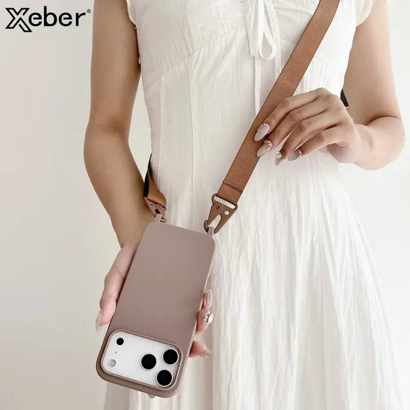 Umhängetasche, Halskette, Riemen, Lanyard, matte Silikonhülle für iPhone 17 16 15 14 Pro Max 11 12 13 XR X XS 8 Plus SE, stoßfeste Abdeckung