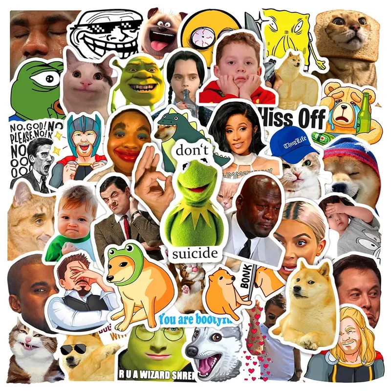 10/30/50PCS MEME Lustige Aufkleber Graffiti Aufkleber Wasserdicht DIY Notebook Schreibwaren Kühlschrank Gepäck Witz Aufkleber Spielzeug geschenk Großhandel