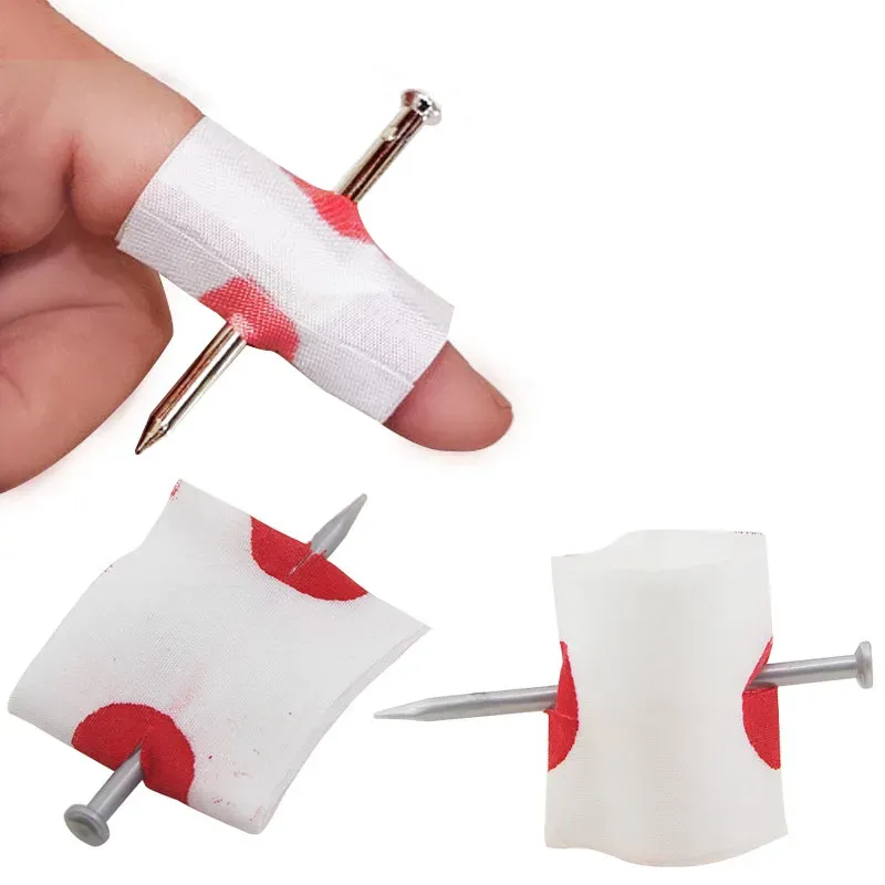 5Pcs Narr Spielzeug Blut Streich Magie Prop Witz Gefälschte Nagel Durch Finger Magie Lustige Gadgets Zaubertrick spielzeug