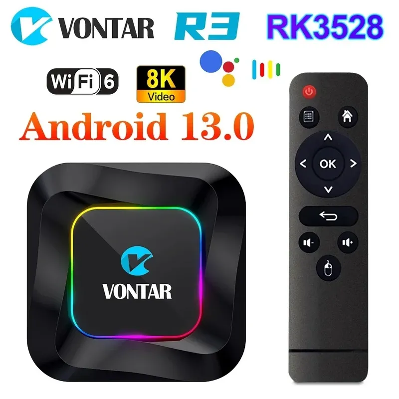 VONTAR R3 TV Box Android 13 Rockchip RK3528 Quad Core Cortex A53 Unterstützung 8K Video BT Wifi6 Google Voice Media Player Set Top Box