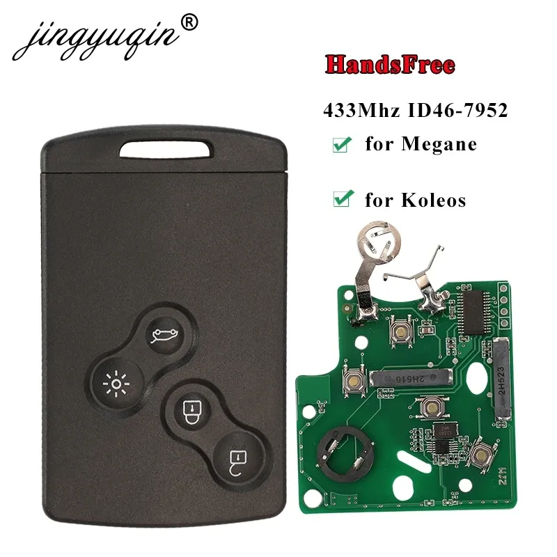 Jingyuqin Freisprecheinrichtung Keyless Smart Karte Für Renault Megane III Fluence Laguna III Scenic Clio Captur Koleos 433MHz FSK PCF7952 schlüssel Fernbedienung