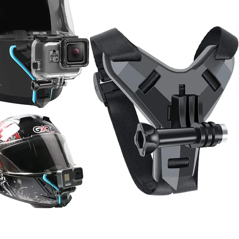 Helm Strap Halterung Für Gopro Hero 11 10 9 8 7 6 5 4 3 Motorrad Yi Action Sport Kamera Halterung volle Gesicht Halter Zubehör