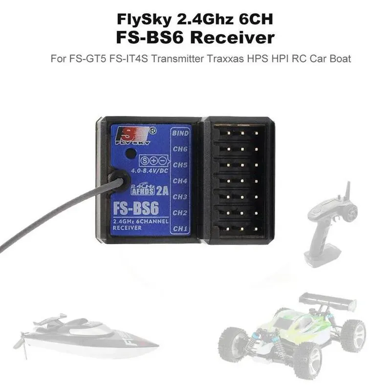 Flysky FS-BS6 Empfänger 2,4 GHz 6CH AFHDS PWM Ausgang Eingebauter Gyro Fail-Safe Sender für GT5 FS-GT5 FS Auto RC T5F4 Boot
