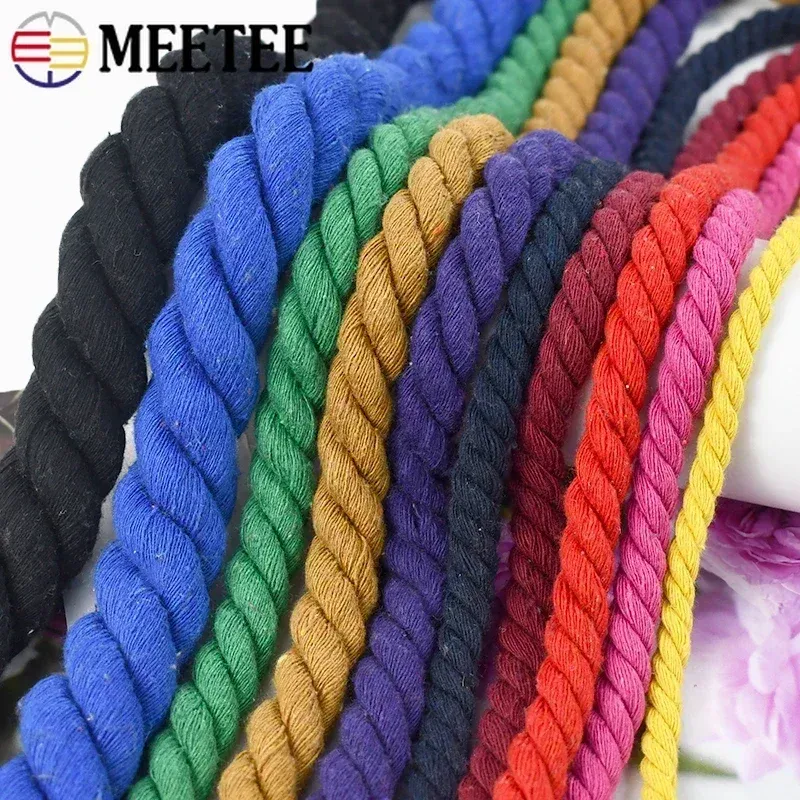 5 Meter 5–20 mm farbiges Baumwollseil, 3 Anteile, gedrehte Kordel, DIY-Dekoration, Makramee-Seile für Tasche, geflochtene Schnüre, Nähzubehör