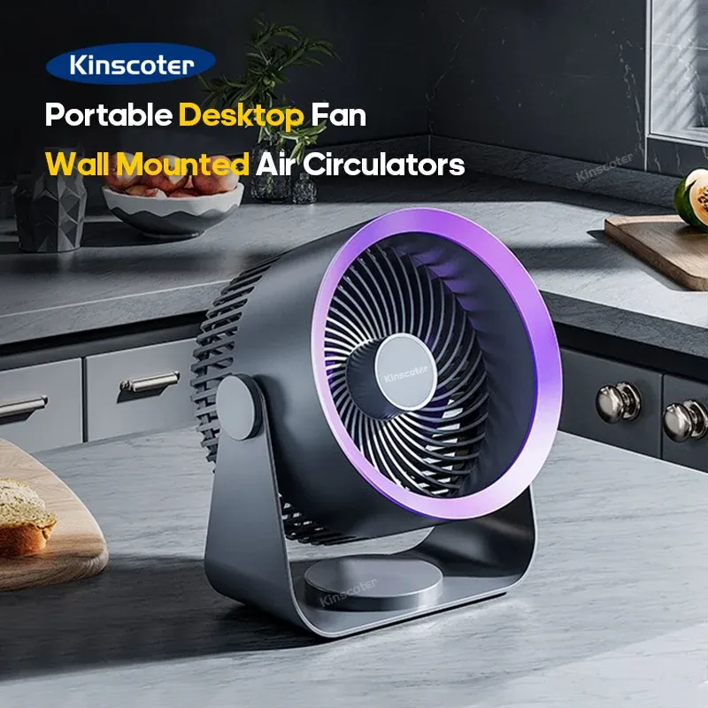 KINSCOTER Multifunktionaler elektrischer Ventilator, Zirkulator, kabellos, tragbar, für Zuhause, leiser Ventilator, Desktop-Wand-Deckenventilator, Luftkühler