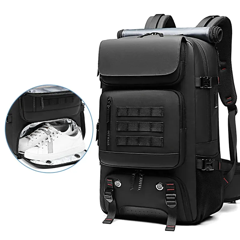 Herren-Reiserucksack, wasserdicht, 17-Zoll-Business-Laptop-Rucksack mit separater Schuhtasche, USB-Aufladung, 50 l, Outdoor-Wanderrucksack