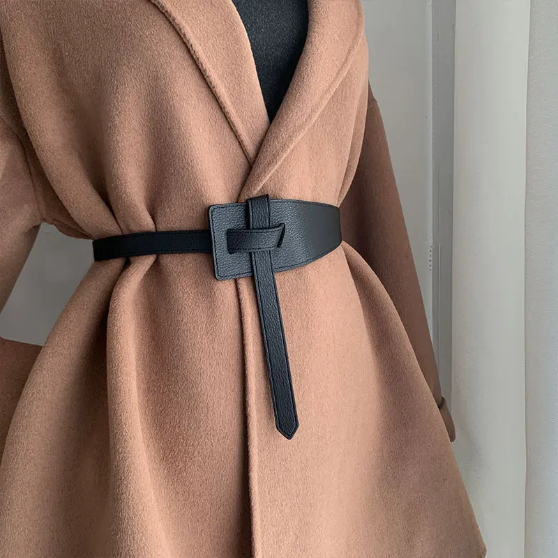 Designer Gürtel Für Frauen Hohe Qualität Knoten Weiche Pu Leder Langen Bund Weibliche Taille Breiten Mantel Korsett Gürtel Cummerbunds