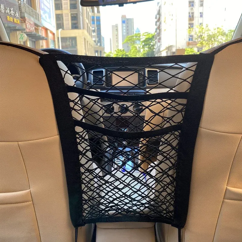 Auto Lagerung Net Tasche Zwischen Sitze Auto Teiler Pet Barriere Dehnbare Elastische Mesh Tasche Organizer Auto Zubehör