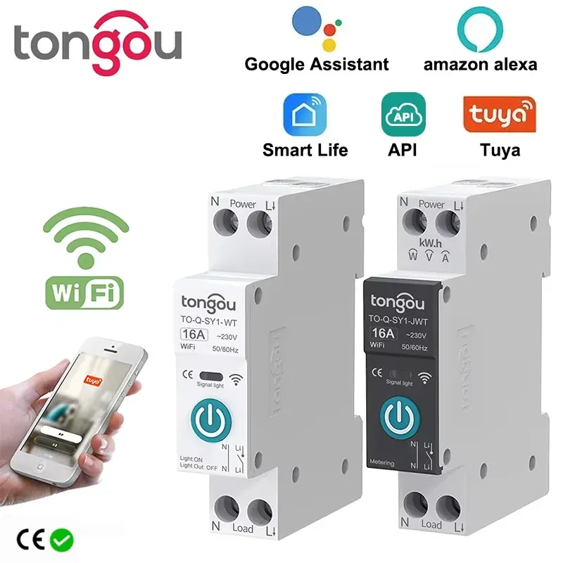 TUYA WIFI Smart Circuit Breaker Power Metering 1P 63A DIN-Schiene für Smart Home drahtlose Fernbedienung Smart Switch von APP TONGOU - 13.66 EUR