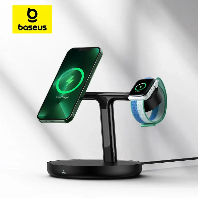 Baseus 3 in 1 20 W magnetischer kabelloser Ladeständer für Telefon iPhone 15 14 Pro Airpods Apple Watch Schnellladestationshalter