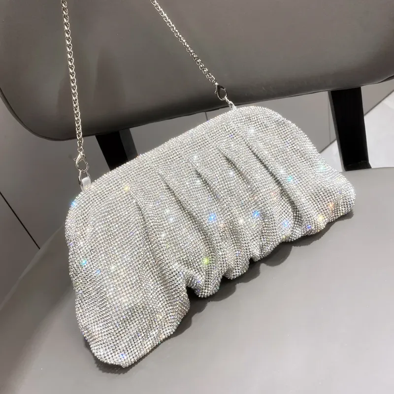 Glänzende Strasssteine, handgefertigte Abend-Clutch-Taschen, neue Falten, Geldbörsen und Handtaschen, Luxus-Designer, Hochzeit, Party, hohe Qualität
