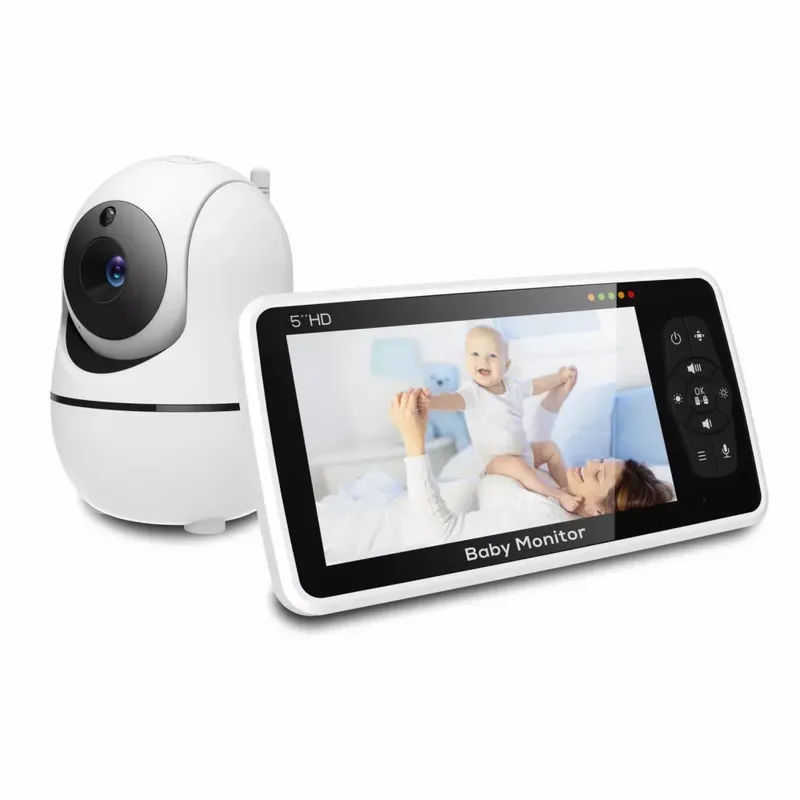 Neuer 5-Zoll-Video-Babyphone mit Kamera und Audio, 4-fachem Zoom, 22-Stunden-Akku, 2-Wege-Temperatursensor mit 1000 Fuß Reichweite