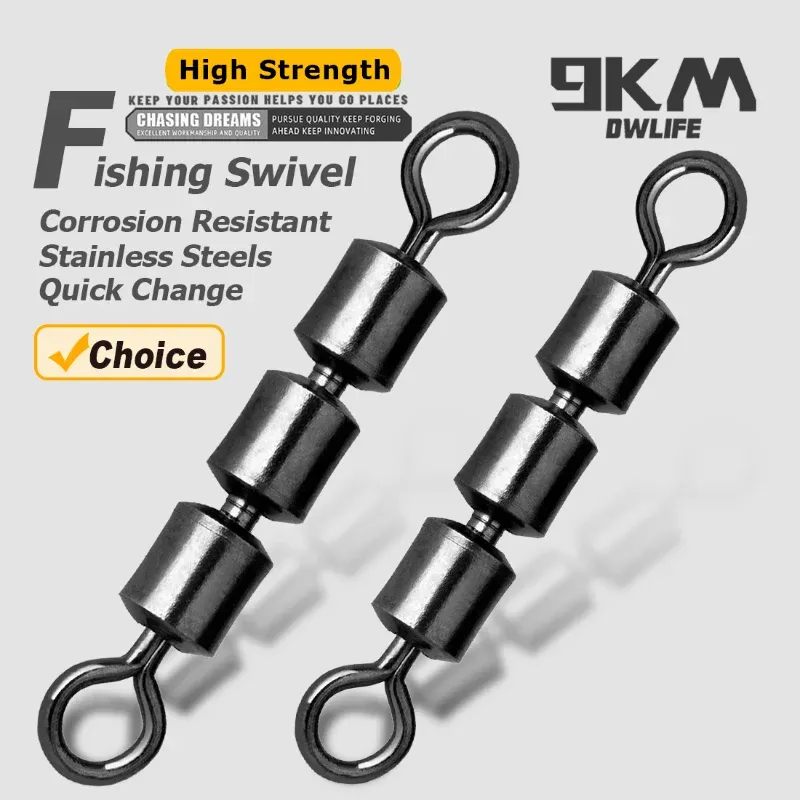 3 Rollenwirbel 15 ~ 60 Stück Angelfasswirbel High Speed Triple Bearing Rolling Siwvels Angelzubehör Edelstahl