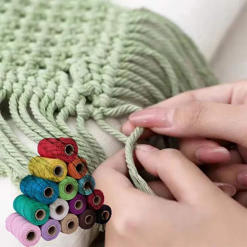 10 Meter 4 mm Baumwollschnur, geflochtenes, gedrehtes Makramee-Seil, 100 % natürliche Baumwolle für handgefertigte Heimdekoration, DIY-Handwerk