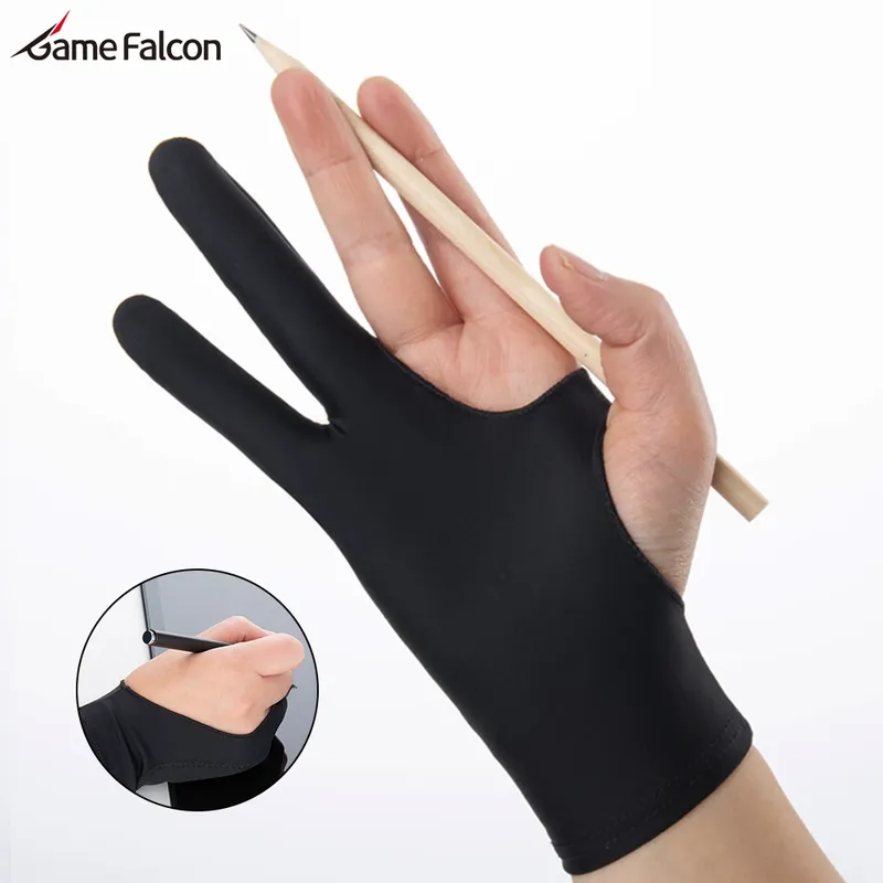 Schwarz Zwei Finger Anti Fouling Handschuh Für Tablet Telefon Zeichnung Schreiben Handschuhe Für Ipad Pro Air Mini Anti Unfall Kontakt Handschuhe