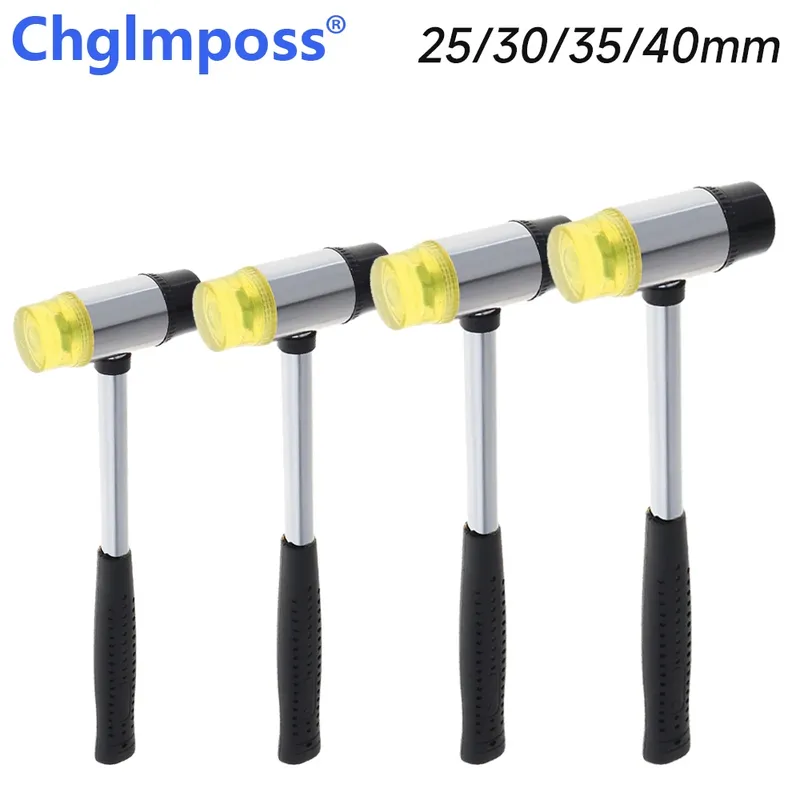 25/30/35/40 mm Gummihammer, doppelseitiger Arbeitsverglasungsfenster-Nylonhammer mit rundem Kopf, rutschfester Griff, DIY-Handwerkzeug