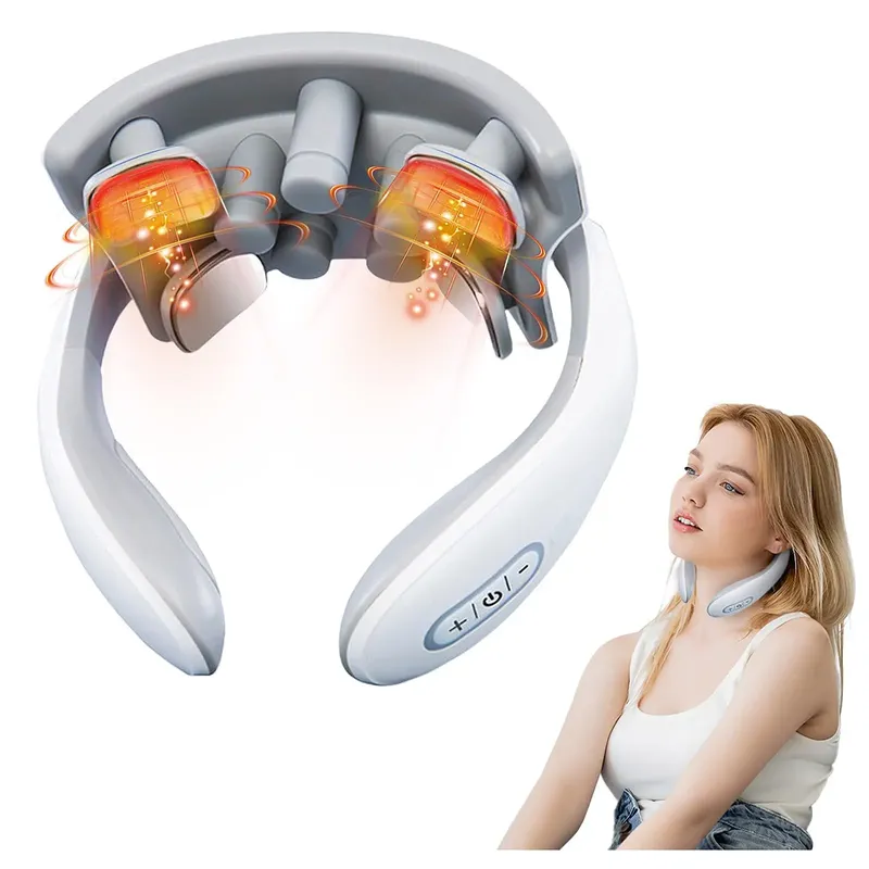Vibration Nackenmassagegerät, wiederaufladbar, Niederfrequenz-Puls-Zervikalmassagegerät, intelligentes elektrisches Nackenmassagegerät, Rotlicht-Massage