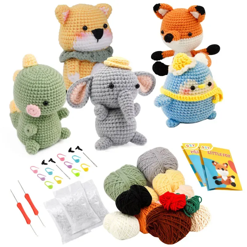 KRABALL DIY Häkeltier-Set mit Handstrickgarnnadeln, Plüschpuppe, einfach für Starter, inklusive ausreichendem Garnhaken-Zubehör
