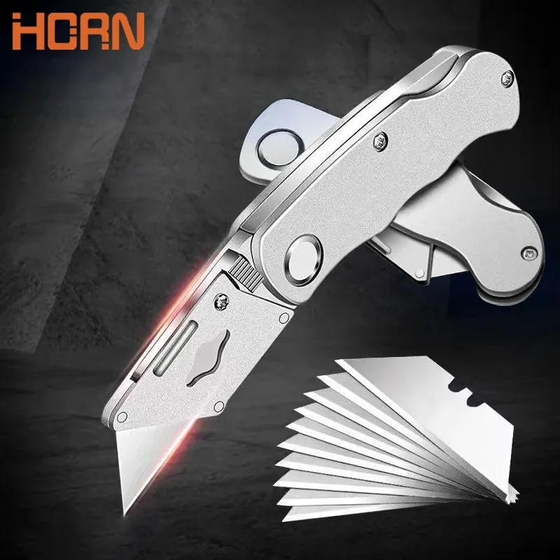 Allzweckmesser, Klappmesser, Aluminium-Kunststoffgriff, Taschenkabelschneider, robust, geschnitten, Teppichmesser, Klinge mit Schloss, tragbares Set