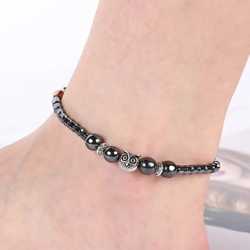 Gewichtsverlust Magnet Fußkettchen für Frauen Männer Eule Tiere Stein Magnetfeldtherapie Armbänder Fußkettchen Schmerzlinderung Abnehmen Gesundheit Schmuck