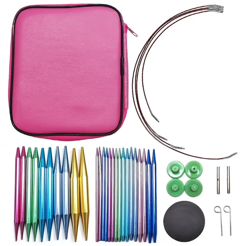 Aluminium Rundstricknadeln Set Austauschbare Häkelnadeln Weben Garn Stricken Handwerk Werkzeuge Zubehör Kit Nadel