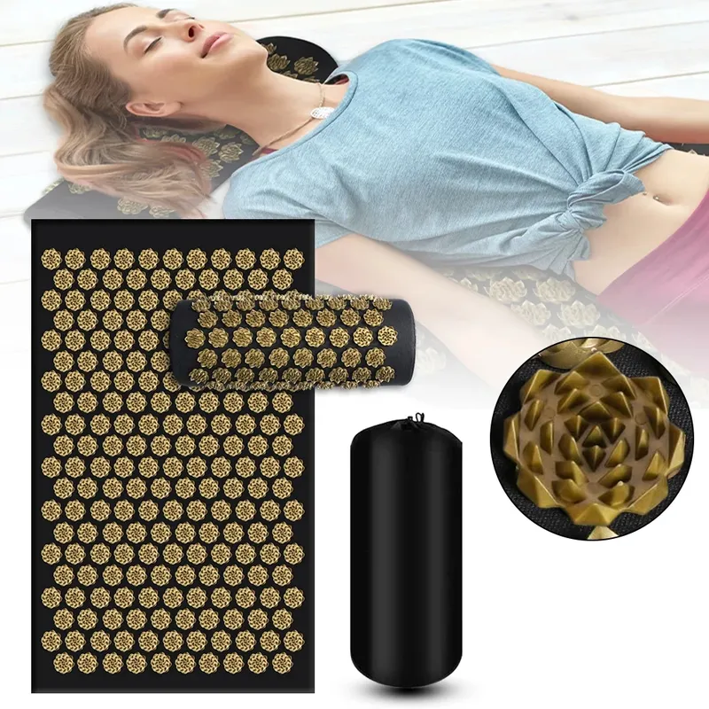 Kuznetsovs Applikator Rutschfeste Akupressur Yoga Kissen Sensi Massage Körpermatte mit Nadel Fußmassagegerät Kissen Nacken Fitness Pad