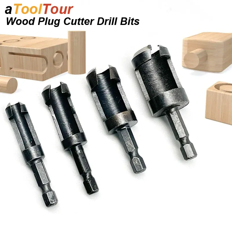 Holz Stecker Cutter Bohrer Set Gerade Loch Sah Opener Router Langweilig Werkzeug Zapfen Tief Kork Messer Sechskantschaft Zimmerei Holzbearbeitung