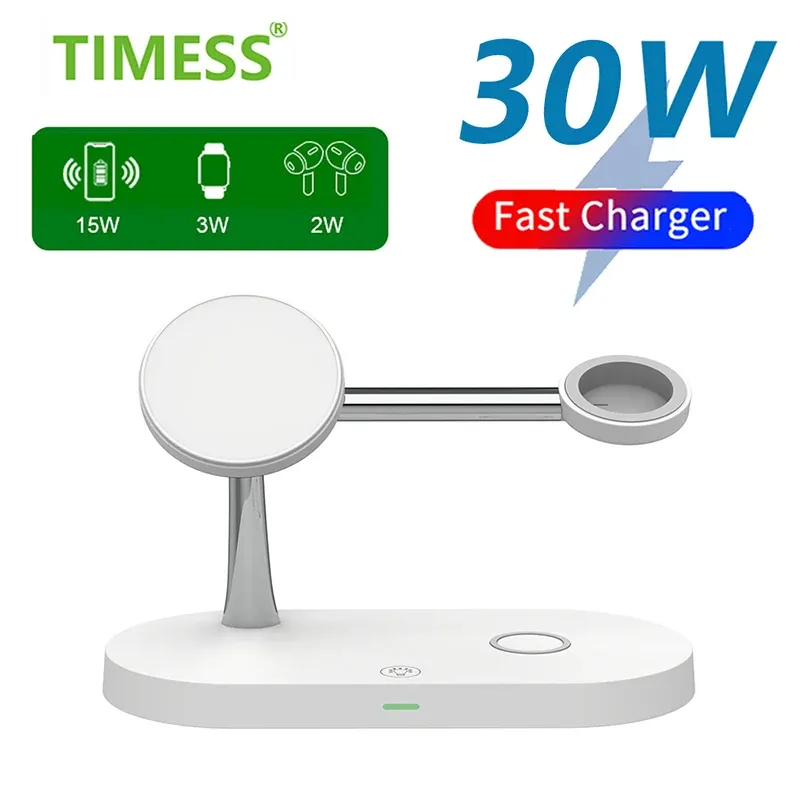 3-in-1 magnetisches kabelloses Ladegerät für iPhone 16 15 14 13 12 Pro Max Ladestation für Apple Watch 10 9 8 7 6 5 Airpods Pro 2 3