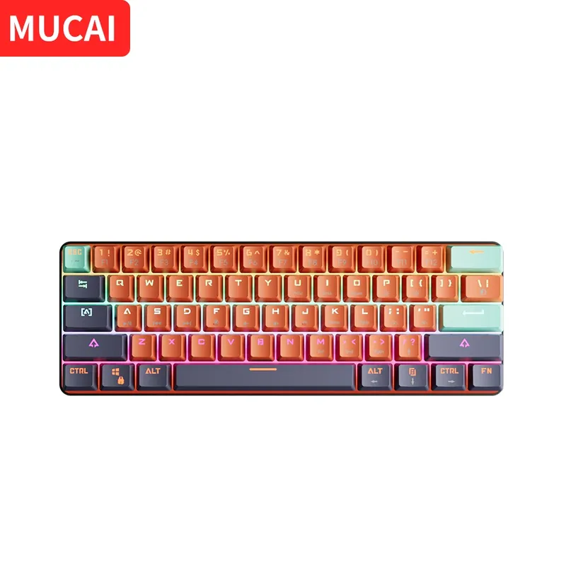 Mucai mka610 usb mini mechanisches spiel kabel gebundene tastatur roter schalter 61 schlüssel spieler für computer pc laptop abnehmbares kabel